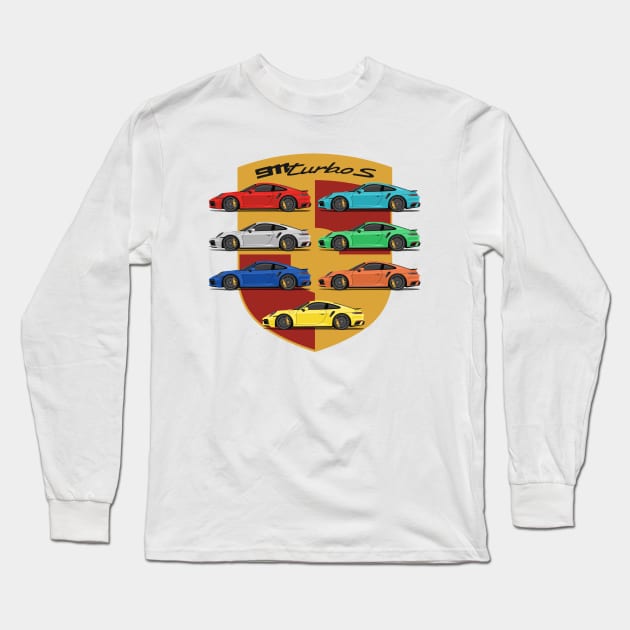 supercar 911 turbo s 992 all colors front Long Sleeve T-Shirt by creative.z